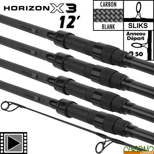 Canne Fox Horizon X3 50mm 12' 3lbs (les 4) 3 Canne Fox Horizon X3 50mm 12' 3lbs (les 4)