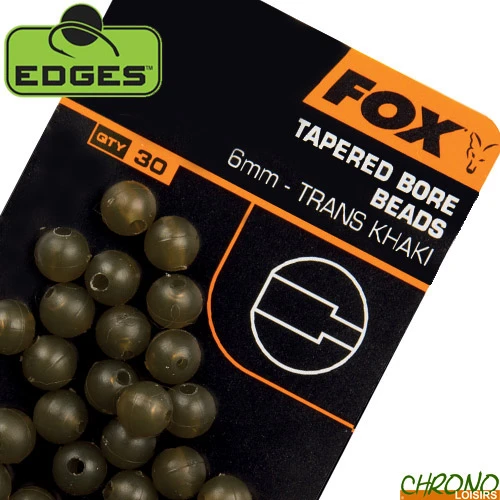 Perle Fox Edges Tapered Bore Beads Khaki 6mm (par 30) 3 Perle Fox Edges Tapered Bore Beads Khaki 6mm (par 30)