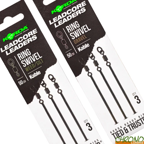 Montage Korda Leadcore Leader Ring Swivel 50cm (par 3) 3 Montage Korda Leadcore Leader Ring Swivel 50cm (par 3)
